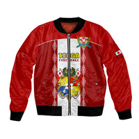 Tonga Football Bomber Jacket Tongan Ngatu Pattern Sporty Style LT14 Unisex Red - Polynesian Pride