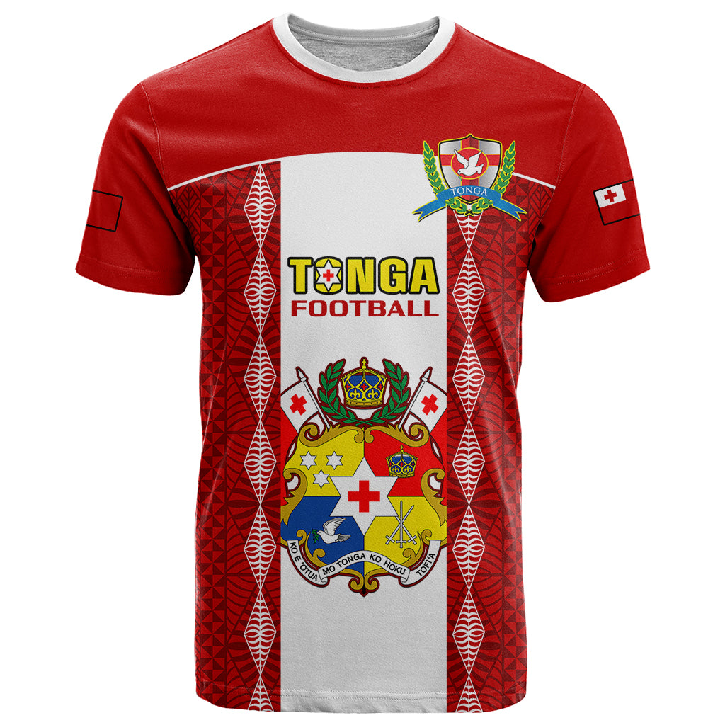 Tonga Football T Shirt Tongan Ngatu Pattern Sporty Style LT14 Red - Polynesian Pride