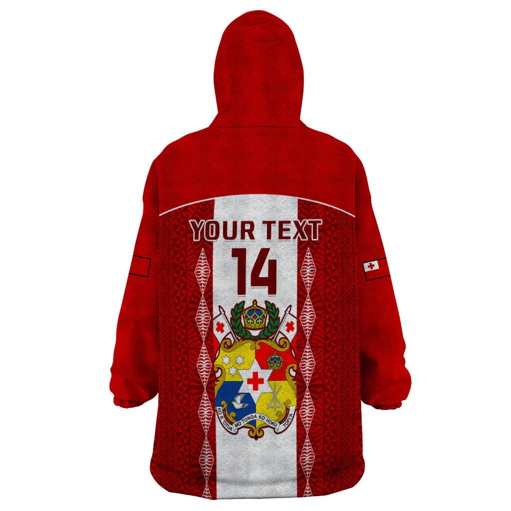 Personalised Tonga Football Wearable Blanket Hoodie Tongan Ngatu Pattern Sporty Style LT14 - Polynesian Pride