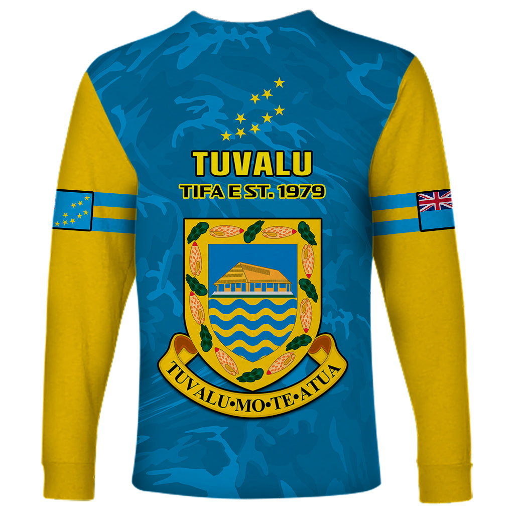 Tuvalu Islands Football Long Sleeve Shirt Polynesian Pattern Sporty Style LT14 - Polynesian Pride