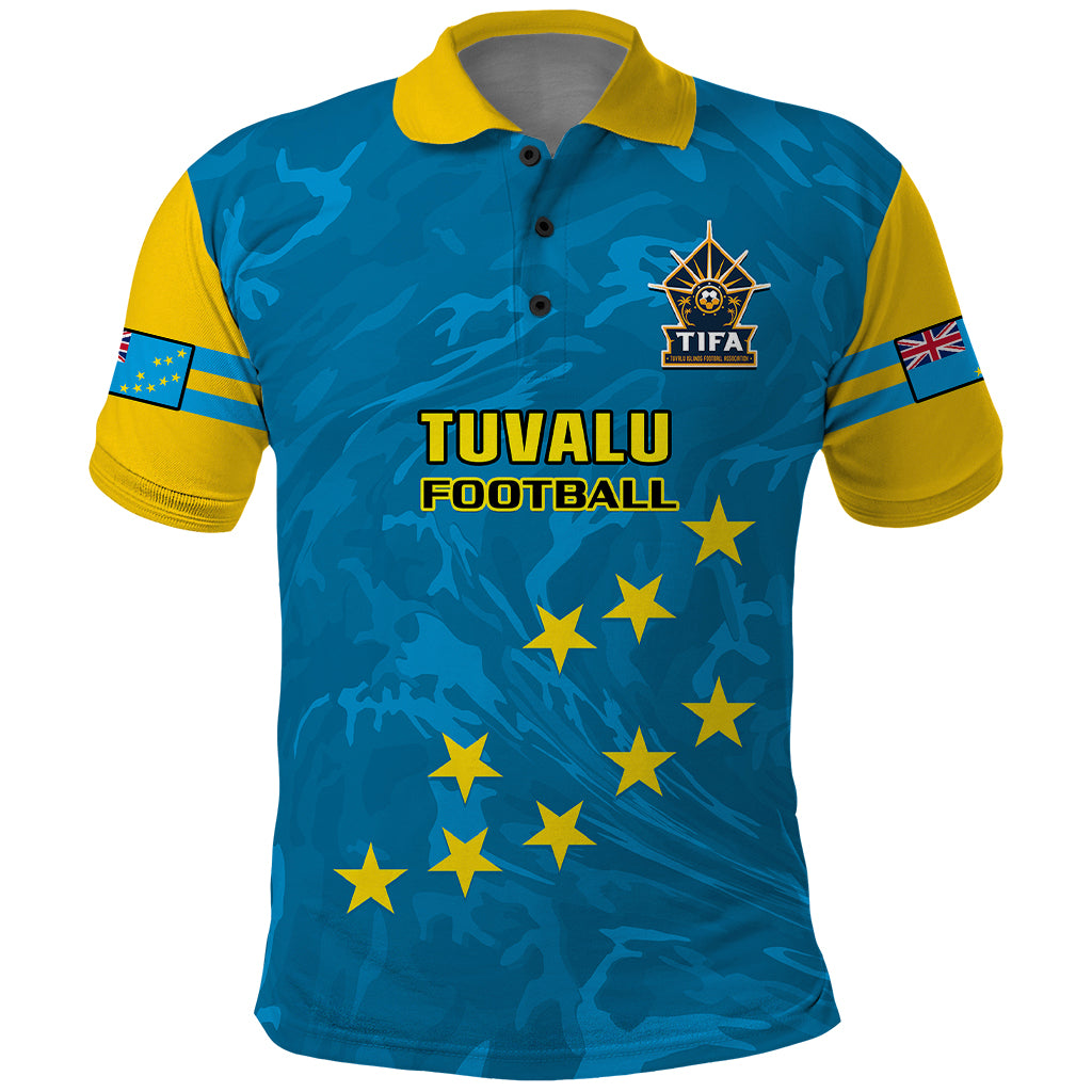 Custom Tuvalu Islands Football Polo Shirt Polynesian Pattern Sporty Style LT14 Blue - Polynesian Pride