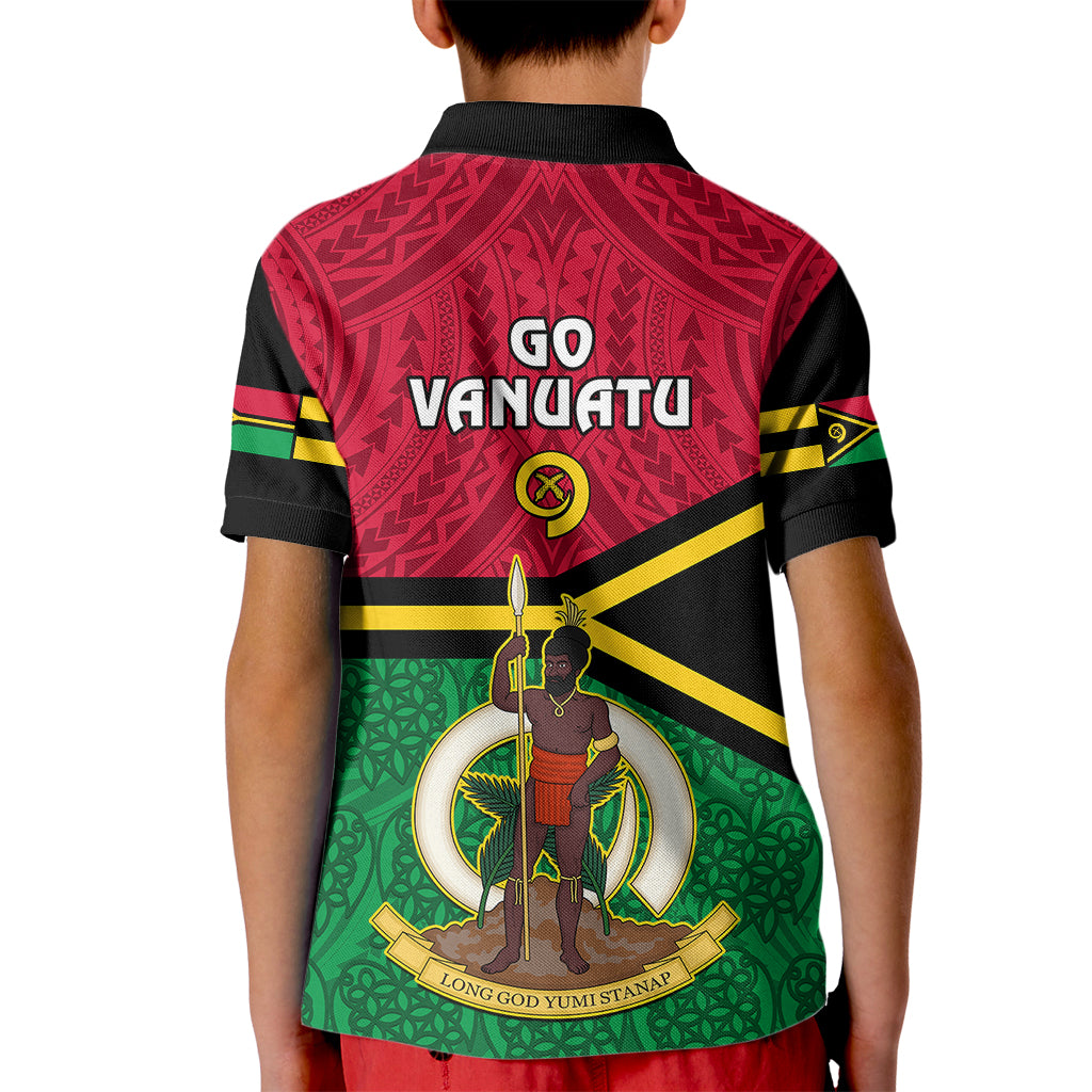 Vanuatu Football Kid Polo Shirt Vanuatuan Coat Of Arm Polynesian Flag Style LT14 - Polynesian Pride