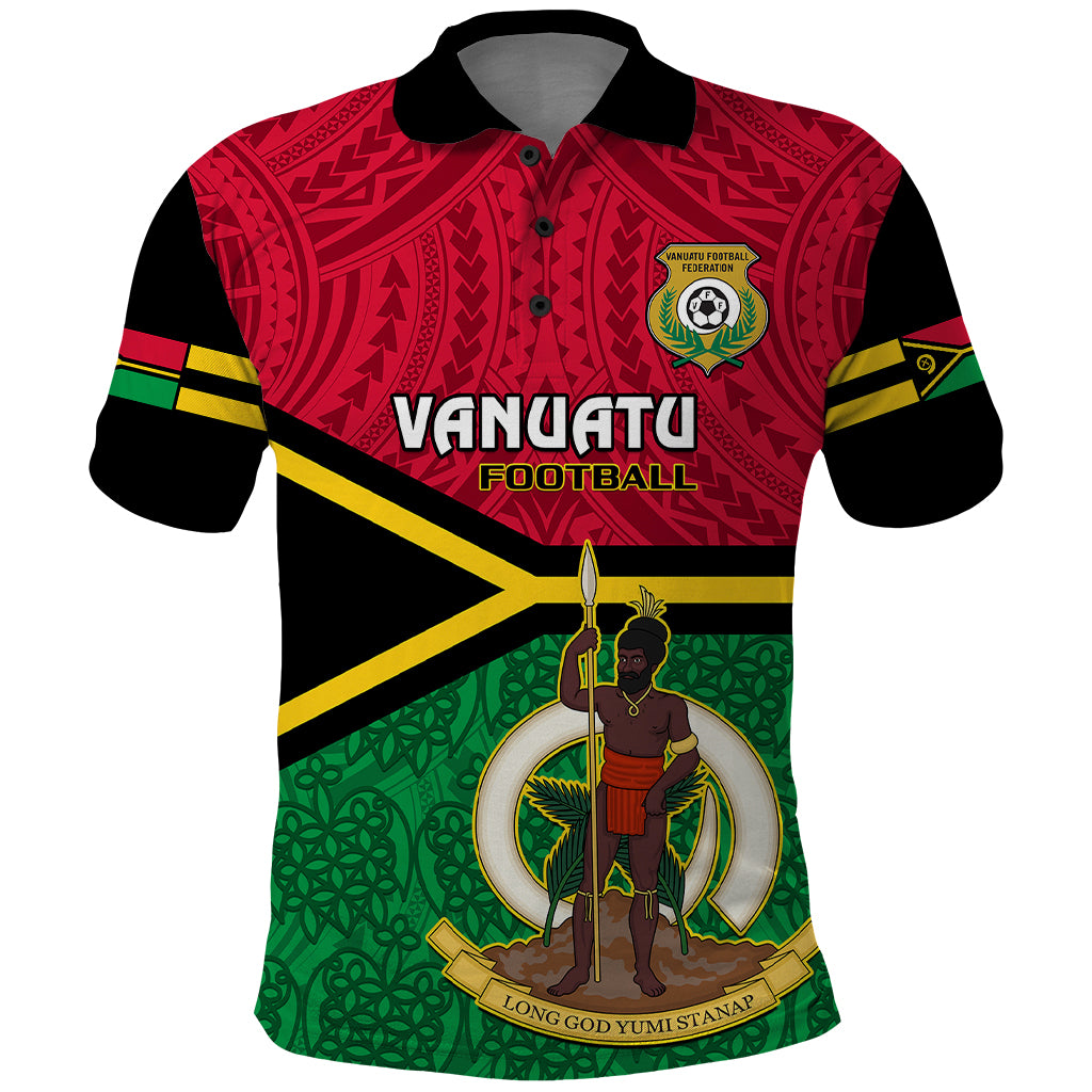 Vanuatu Football Polo Shirt Vanuatuan Coat Of Arm Polynesian Flag Style LT14 Red - Polynesian Pride