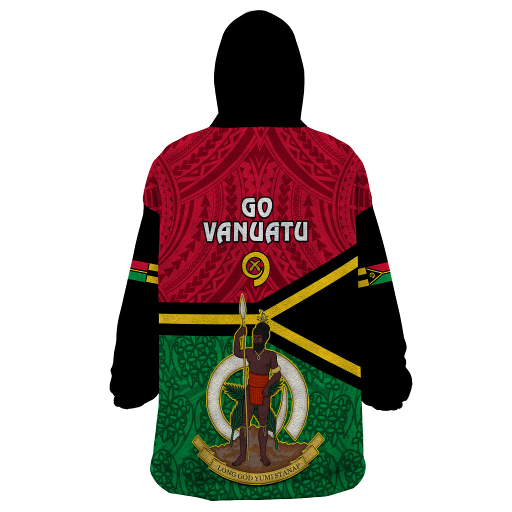 Vanuatu Football Wearable Blanket Hoodie Vanuatuan Coat Of Arm Polynesian Flag Style LT14 - Polynesian Pride