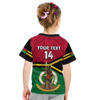 Personalised Vanuatu Football Kid T Shirt Vanuatuan Coat Of Arm Polynesian Flag Style LT14 - Polynesian Pride