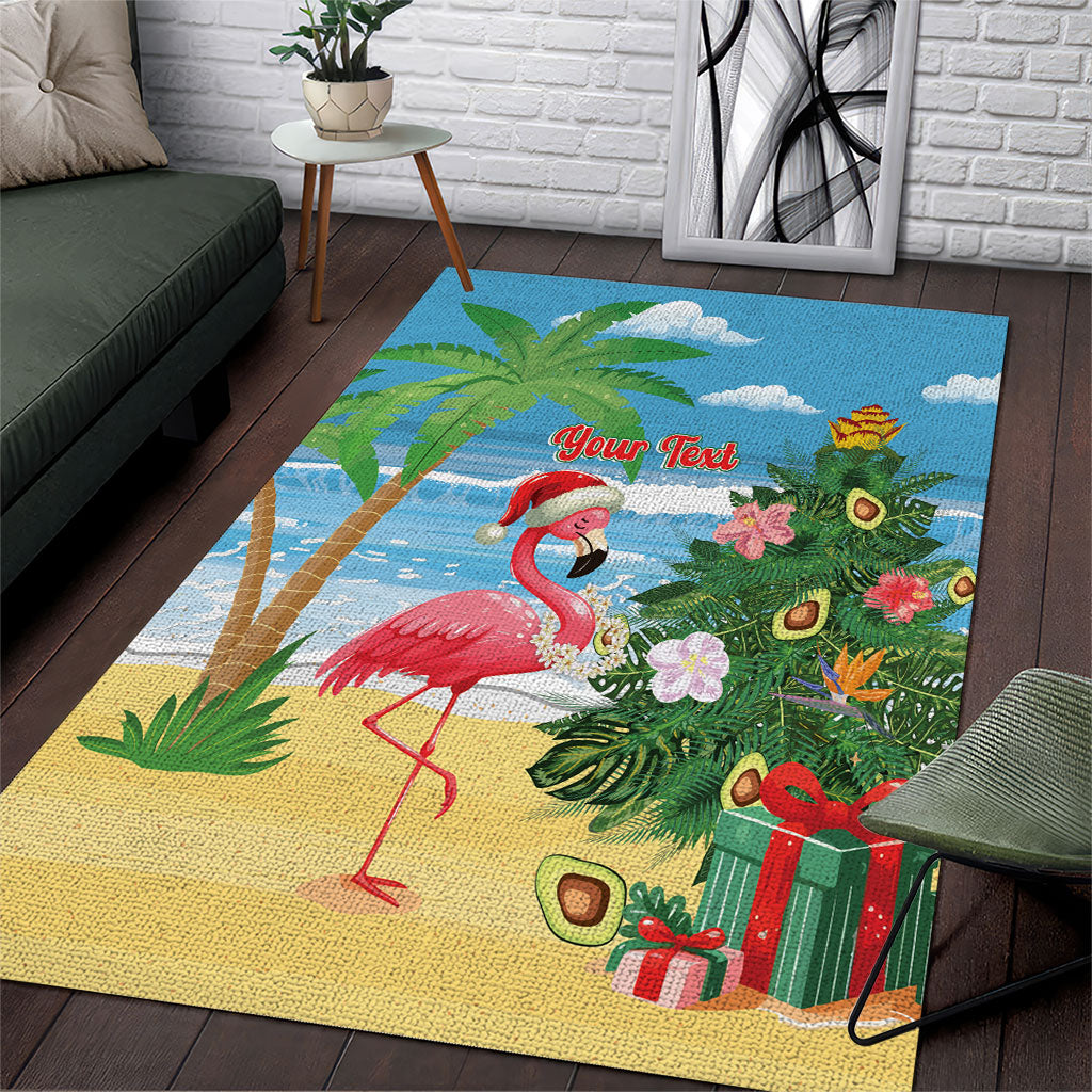 Flamingo Hawaii Summer Christmas Personalized Area Rug Mele Kalikimaka Beachy Vibes