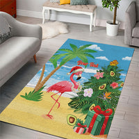Flamingo Hawaii Summer Christmas Personalized Area Rug Mele Kalikimaka Beachy Vibes