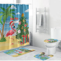 Flamingo Hawaii Summer Christmas Personalized Bathroom Set Mele Kalikimaka Beachy Vibes