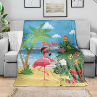 Flamingo Hawaii Summer Christmas Personalized Blanket Mele Kalikimaka Beachy Vibes