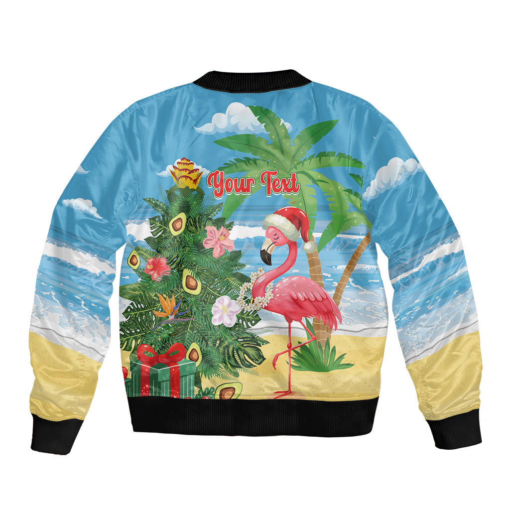 Flamingo Hawaii Summer Christmas Personalized Bomber Jacket Mele Kalikimaka Beachy Vibes LT14 - Polynesian Pride