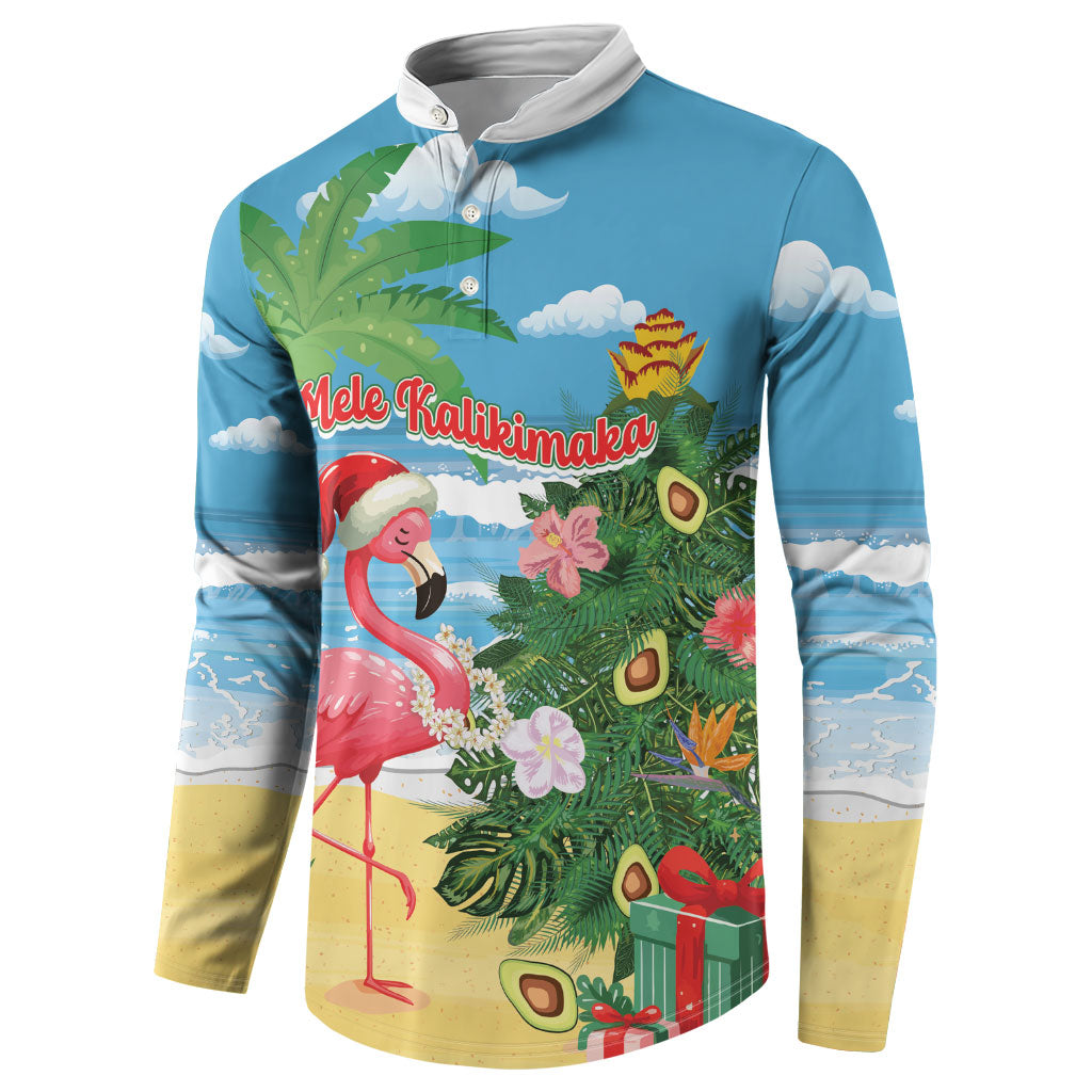 Flamingo Hawaii Summer Christmas Personalized Button Sweatshirt Mele Kalikimaka Beachy Vibes