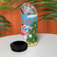 Flamingo Hawaii Summer Christmas Personalized 4 in 1 Can Cooler Tumbler Mele Kalikimaka Beachy Vibes