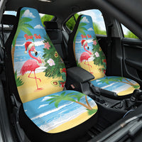 Flamingo Hawaii Summer Christmas Personalized Car Seat Cover Mele Kalikimaka Beachy Vibes LT14 One Size Blue - Polynesian Pride