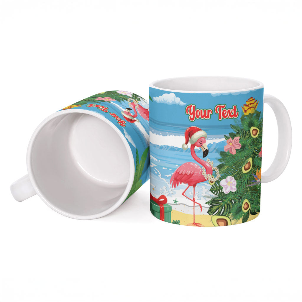 Flamingo Hawaii Summer Christmas Personalized Ceramic Mug Mele Kalikimaka Beachy Vibes LT14 - Polynesian Pride