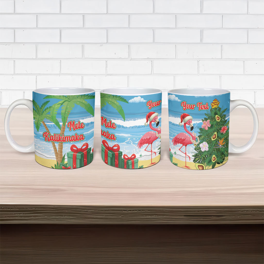 Flamingo Hawaii Summer Christmas Personalized Ceramic Mug Mele Kalikimaka Beachy Vibes LT14 - Polynesian Pride