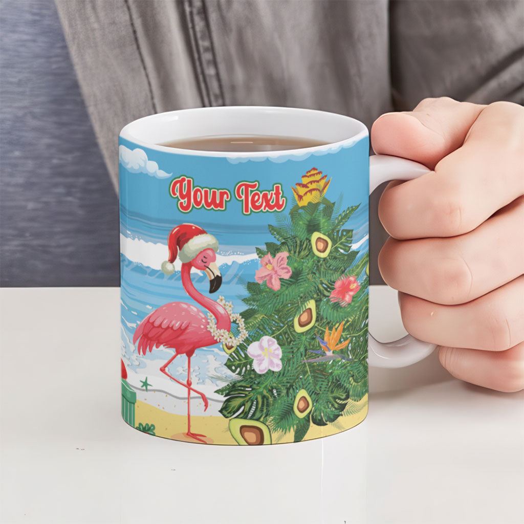 Flamingo Hawaii Summer Christmas Personalized Ceramic Mug Mele Kalikimaka Beachy Vibes LT14 - Polynesian Pride