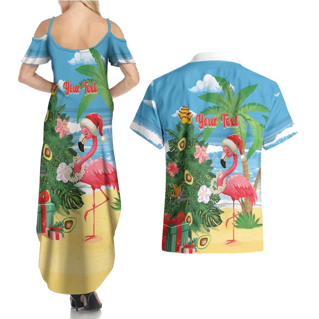 Flamingo Hawaii Summer Christmas Personalized Couples Matching Summer Maxi Dress and Hawaiian Shirt Mele Kalikimaka Beachy Vibes LT14 - Polynesian Pride