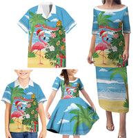 Flamingo Hawaii Summer Christmas Personalized Family Matching Puletasi and Hawaiian Shirt Mele Kalikimaka Beachy Vibes LT14 - Polynesian Pride