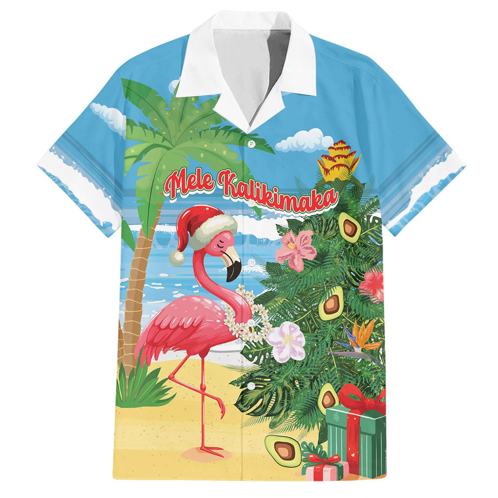 Flamingo Hawaii Summer Christmas Personalized Hawaiian Shirt Mele Kalikimaka Beachy Vibes LT14 Blue - Polynesian Pride