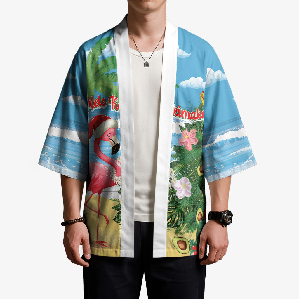 Flamingo Hawaii Summer Christmas Personalized Kimono Mele Kalikimaka Beachy Vibes LT14 - Polynesian Pride