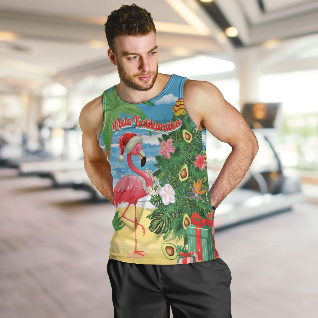 Flamingo Hawaii Summer Christmas Personalized Men Tank Top Mele Kalikimaka Beachy Vibes