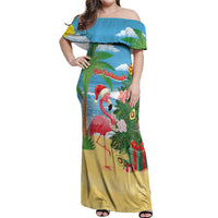 Flamingo Hawaii Summer Christmas Personalized Off Shoulder Maxi Dress Mele Kalikimaka Beachy Vibes