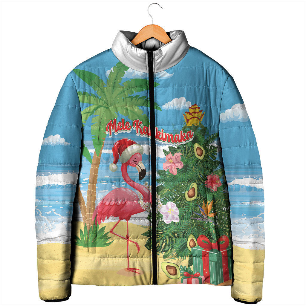 Flamingo Hawaii Summer Christmas Personalized Padded Jacket Mele Kalikimaka Beachy Vibes