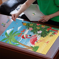 Flamingo Hawaii Summer Christmas Personalized Puzzle Mele Kalikimaka Beachy Vibes