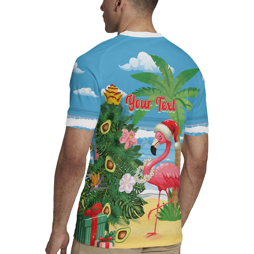 Flamingo Hawaii Summer Christmas Personalized Rugby Jersey Mele Kalikimaka Beachy Vibes