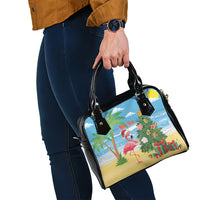 Flamingo Hawaii Summer Christmas Personalized Shoulder Handbag Mele Kalikimaka Beachy Vibes