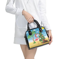 Flamingo Hawaii Summer Christmas Personalized Shoulder Handbag Mele Kalikimaka Beachy Vibes
