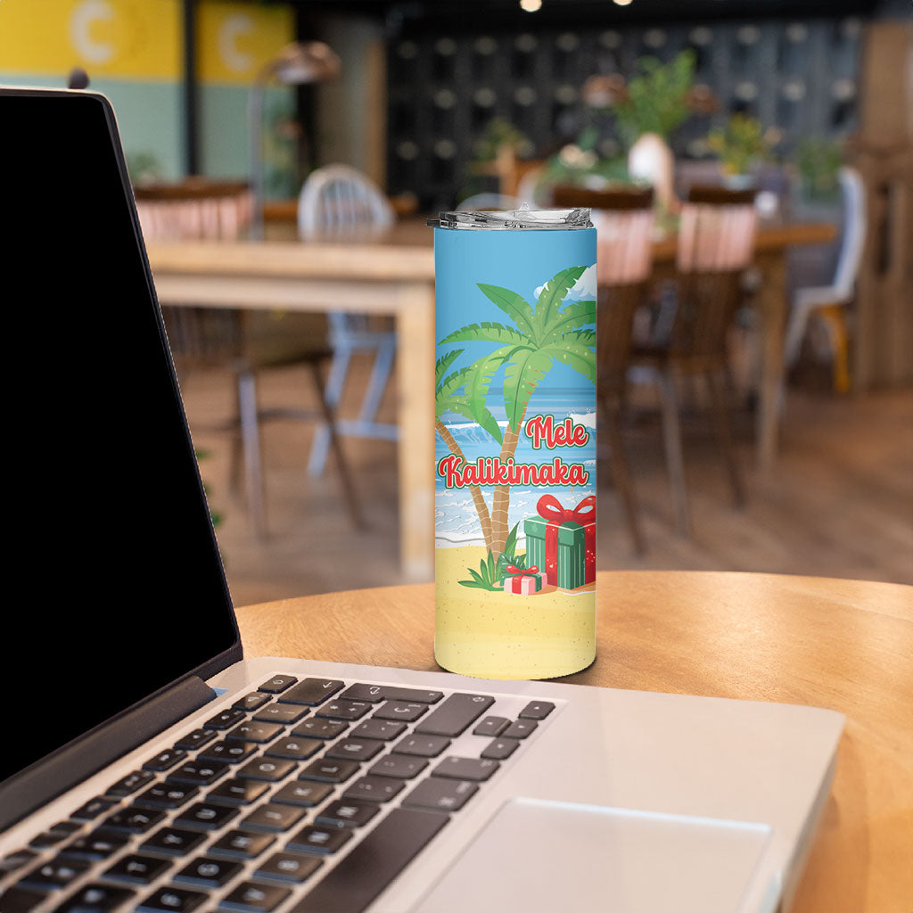 Flamingo Hawaii Summer Christmas Personalized Skinny Tumbler Mele Kalikimaka Beachy Vibes LT14 - Polynesian Pride