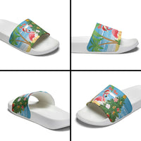 Flamingo Hawaii Summer Christmas Personalized Slide Sandals Mele Kalikimaka Beachy Vibes