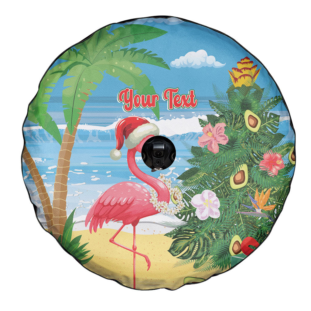 Flamingo Hawaii Summer Christmas Personalized Spare Tire Cover Mele Kalikimaka Beachy Vibes