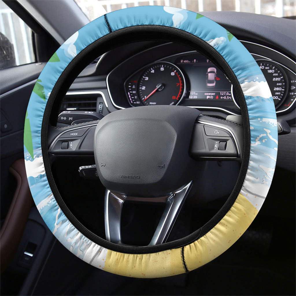 Flamingo Hawaii Summer Christmas Steering Wheel Cover Mele Kalikimaka Beachy Vibes