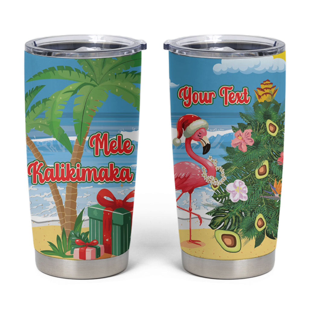 Flamingo Hawaii Summer Christmas Personalized Tumbler Cup Mele Kalikimaka Beachy Vibes