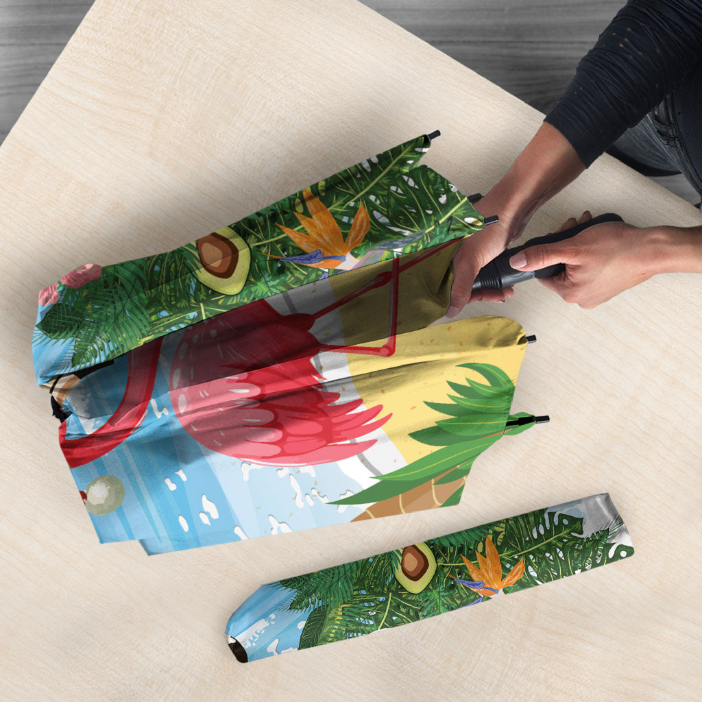 Flamingo Hawaii Summer Christmas Personalized Umbrella Mele Kalikimaka Beachy Vibes