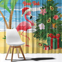 Flamingo Hawaii Summer Christmas Personalized Window Curtain Mele Kalikimaka Beachy Vibes
