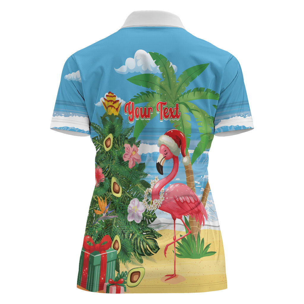 Flamingo Hawaii Summer Christmas Personalized Women Polo Shirt Mele Kalikimaka Beachy Vibes LT14 - Polynesian Pride