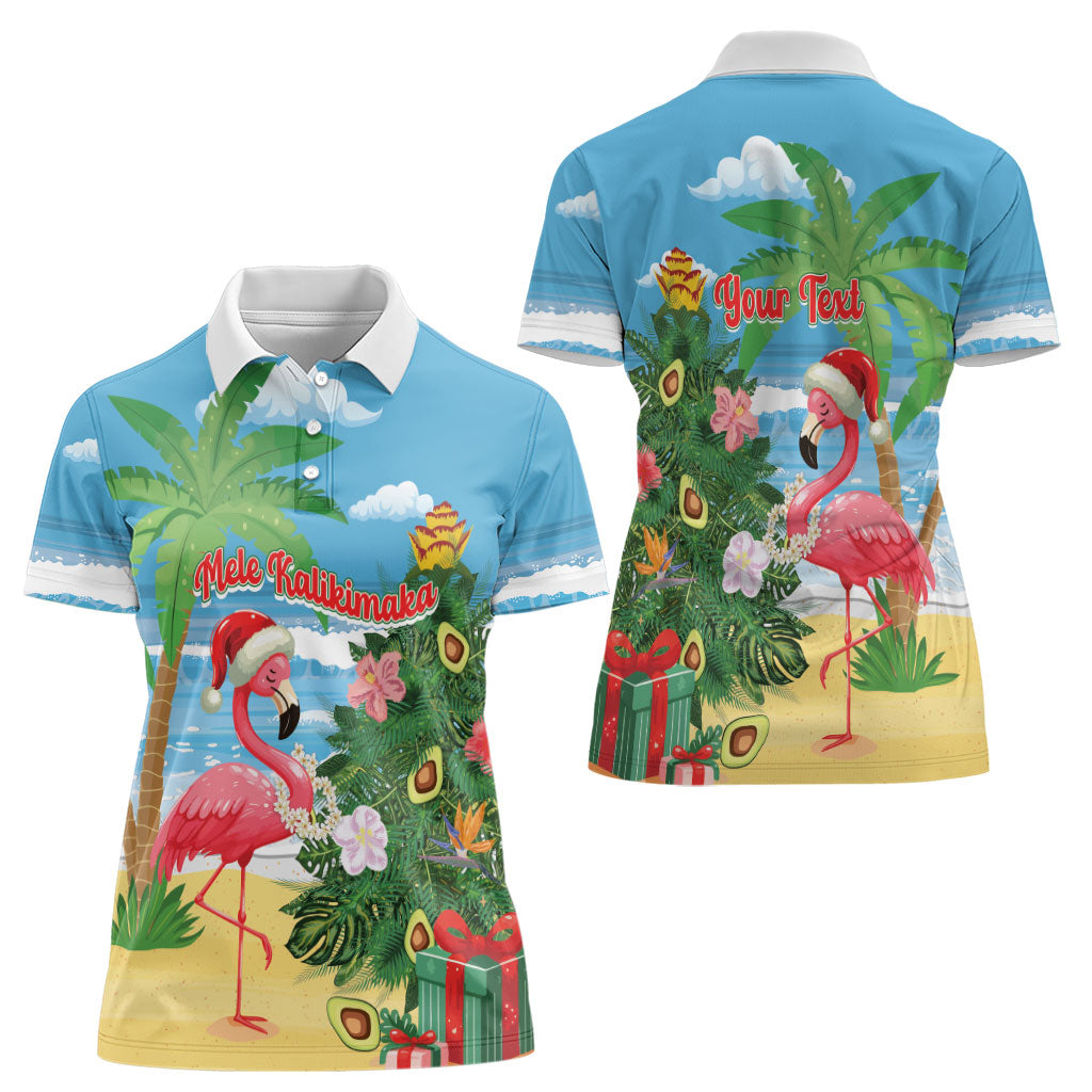 Flamingo Hawaii Summer Christmas Personalized Women Polo Shirt Mele Kalikimaka Beachy Vibes LT14 - Polynesian Pride
