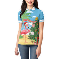 Flamingo Hawaii Summer Christmas Personalized Women Polo Shirt Mele Kalikimaka Beachy Vibes LT14 - Polynesian Pride