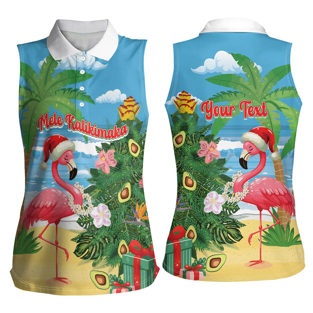 Flamingo Hawaii Summer Christmas Personalized Women Sleeveless Polo Shirt Mele Kalikimaka Beachy Vibes LT14 - Polynesian Pride