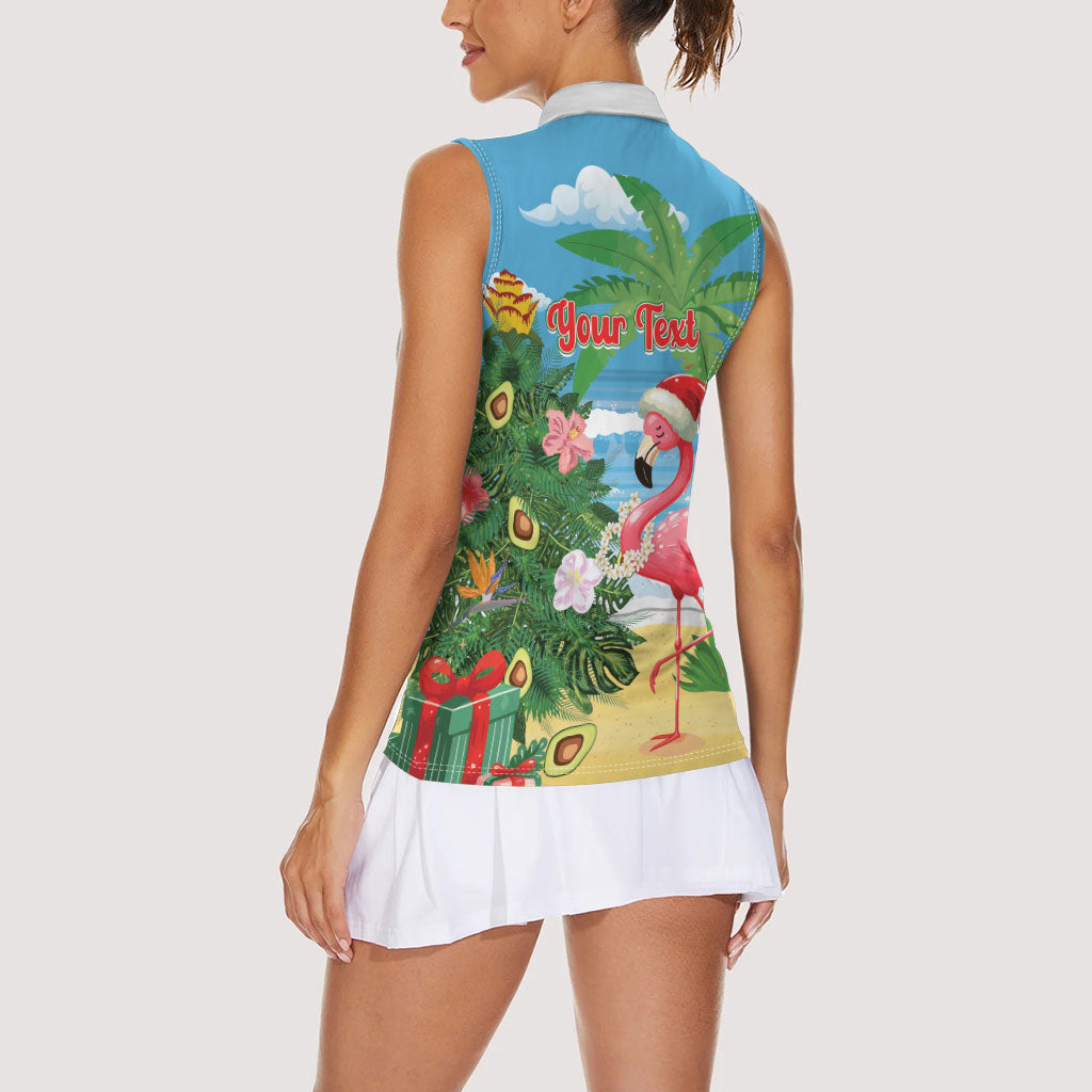 Flamingo Hawaii Summer Christmas Personalized Women Sleeveless Polo Shirt Mele Kalikimaka Beachy Vibes LT14 - Polynesian Pride