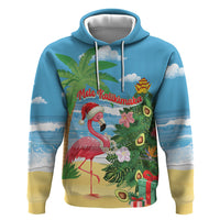 Flamingo Hawaii Summer Christmas Personalized Zip Hoodie Mele Kalikimaka Beachy Vibes