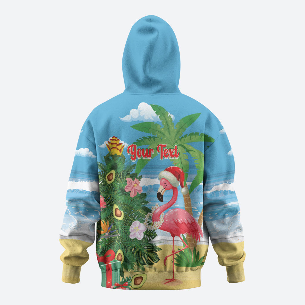 Flamingo Hawaii Summer Christmas Personalized Zip Hoodie Mele Kalikimaka Beachy Vibes