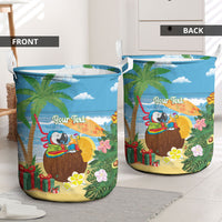 Chilling Parrot Hawaii Summer Christmas Personalized Laundry Basket It's 5 O'Clock Somewhere Beachy Vibes