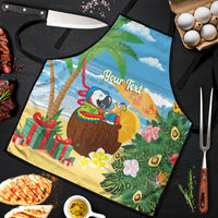 Chilling Parrot Hawaii Summer Christmas Personalized Apron It's 5 O'Clock Somewhere Beachy Vibes