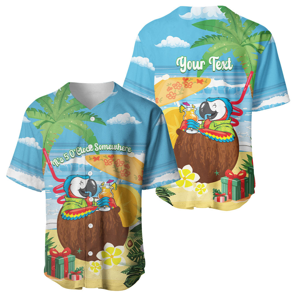 Chilling Parrot Hawaii Summer Christmas Personalized Baseball Jersey It's 5 O'Clock Somewhere Beachy Vibes LT14 - Polynesian Pride