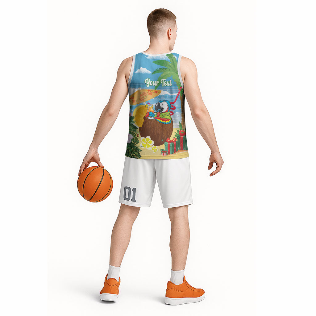 Chilling Parrot Hawaii Summer Christmas Personalized Basketball Jersey It's 5 O'Clock Somewhere Beachy Vibes