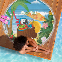 Chilling Parrot Hawaii Summer Christmas Personalized Beach Blanket It's 5 O'Clock Somewhere Beachy Vibes LT14 - Polynesian Pride